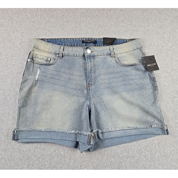 Maunces Pants - Baccini Womens Size 16 Denim Cut-Off Cuffed Jean Shorts Blue NWT